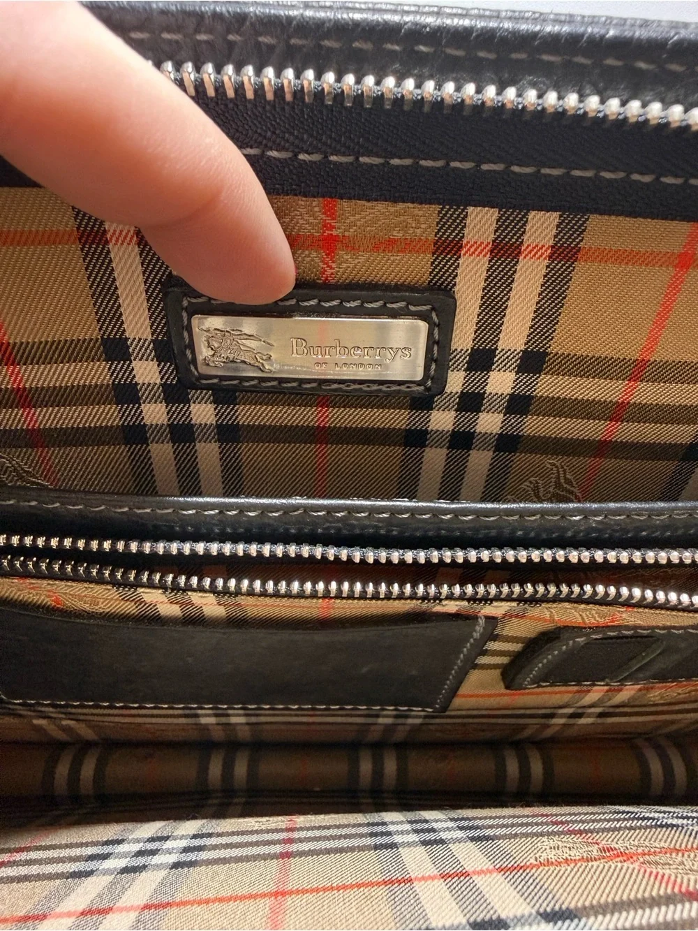 Burberry Vintage Black Leather Briefcase Bag